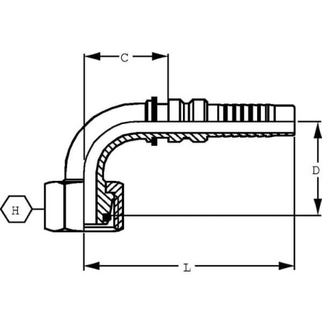 Końcówka do zakucia 4SH-DN20-25S-M36x2.0-90° klucz 41 mm