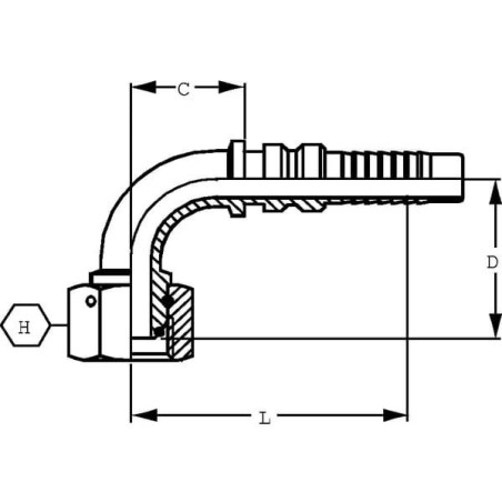 "Końcówka do zakucia 4SH-DN20-3/4"" BSP-90°"