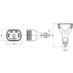 Wtyczka do ładowania z panelem wyświetlającym i gniazdami USB 12V / 5V