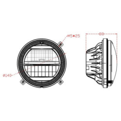 Reflektory LED, 16/21W, okrągłe, 9-36V, Ø 140 mm, światła drogowe/światła mijania, wtyczka H4, para, Kramp