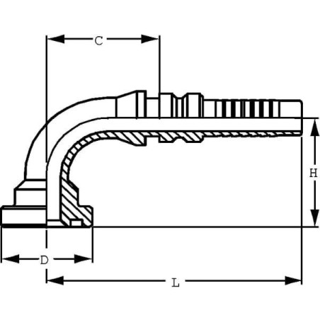 Końcówka do zakucia 4SH-DN40 kołnierz Ø 71.4 mm 90°