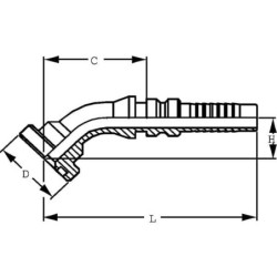 Końcówka do zakucia 4SH-DN50 kołnierz Ø 71.4 mm 45°