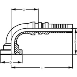 Końcówka do zakucia 4SH-DN20 kołnierz Ø 44.5 mm 90°