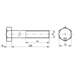 Śruba pół gwint DIN931 M16x200 mm kl.8.8