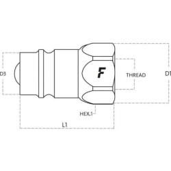 "Szybkozłącze z zaworem kulowym 2NS wtyczka 1/2"", gwint wew. 1/2"" NPT FORD"