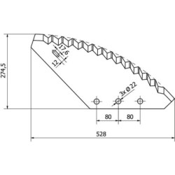 Nóż paszowozu 528x274x6 mm Ø 22 mm z węglikiem