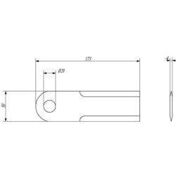 Nóż rozdrabniacza do słomy 173x50x4 mm Ø 20 mm