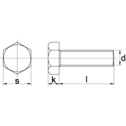 Śruba cały gwint DIN933 M10x30 mm stal szlachetna A2 Kramp