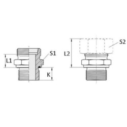 Przyłącze proste z nakrętką i uszczelką M22x1.5 15L R3/8