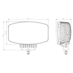 Reflektor przedni LED, 100W prostokątny 9/36V 247x176x92 mm, mijania i dwufunkcyjne światła postojowe Kramp