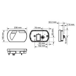 Lampa tylna zespolona LED, lewa SMART, 12V 236x140x24.3 mm Bayonet 5-pin Kramp