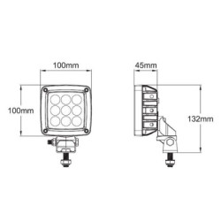 Lampa robocza LED, kwadratowa 27W 3000lm 10/30V z wtyczką Deutsch światło rozproszone 9 LED Kramp