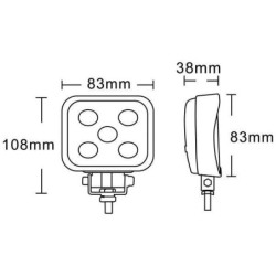 Lampa robocza kwadratowa LED, 15W 900lm światło rozproszone