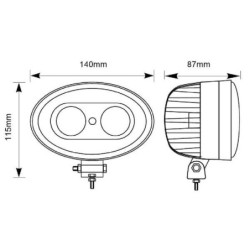 Lampa bezpieczeństwa LED, niebieska, 10W, 250lm, owalna, 10-80V, punktowa, 2xLED, Kramp