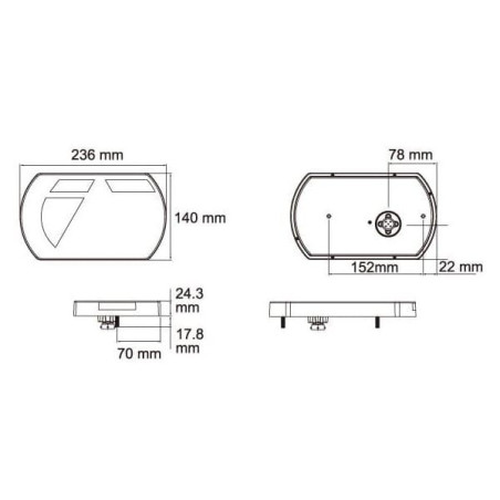 Lampa tylna zespolona LED, lewa 12V 236x140x24.3 mm Bayonet 5-pin Kramp