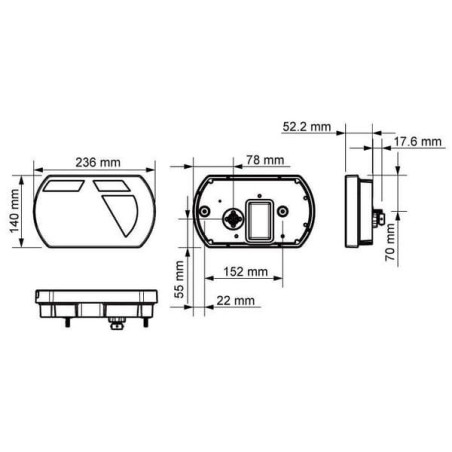 Lampa tylna zespolona LED, prawa SMART, 12V 236x140x24.3 mm Bayonet 5-pin Kramp