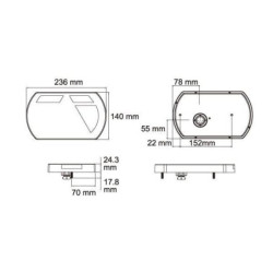 Lampa tylna zespolona LED, prawa 12V 236x140x24.3 mm Bayonet 6-pin Kramp