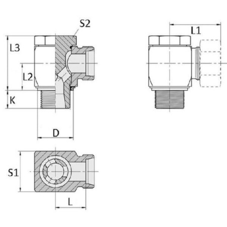 "Kątowa złączka gwintowana obrotowa 8S-1/4"" -WD"