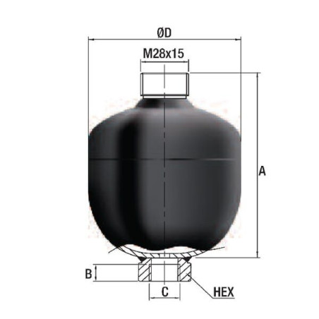 Akumulator membranowy typ WA 210 bar Saip, 0.5 l 15 bar