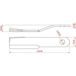 Nóż bijaka wygięty 75x470 mm lewy