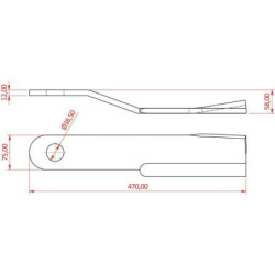 Nóż bijaka wygięty 75x470 mm prawy