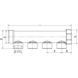 "Rura rozdzielcza, gwint wew. 4 wyjścia 1/2"" BSP"