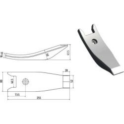 00311069N Redliczka 255x80x18 mm wzmocniona wygięta, 1-otw.