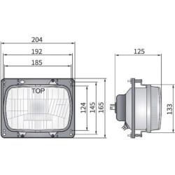 Reflektor przedni halogenowy, owalny 12/24V H4 192x133 mm Kramp