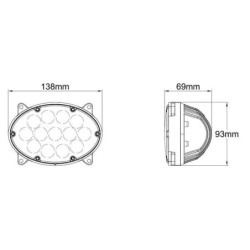 Lampa robocza LED, owalna 39W 3500lm 10/30V 138x93x69 mm światło rozproszone 13 LED Kramp