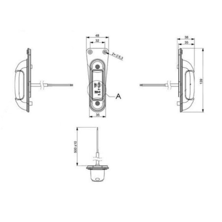 Lampa obrysowa LED, 1/2.2W prostokątna 12/24V biała/czarowna/pomarańczowa 6 LED Kramp