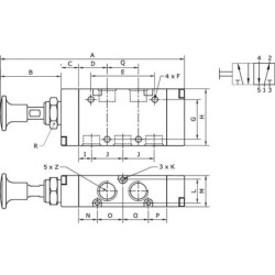 "Zawór z przyciskiem 5/2-drożny 1/4"""