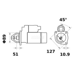 Starter 12V, 3.2kW, 10-teeth, CW, with reduction gear, Mahle