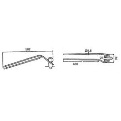 001536620KR Palec zgrabiarki, 580 x 89 x 41, Ø 9,5, prawy