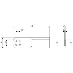 0007558740KR Nóż rozdrabniacza do słomy 175x50x4 mm Ø 20 mm