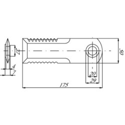 0007558750KR Nóż rozdrabniacza do słomy 175x50x4 mm Ø 20 mm