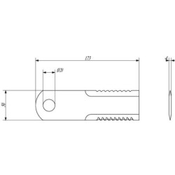 Nóż rozdrabniacza do słomy 175x50x4 mm Ø 20 mm