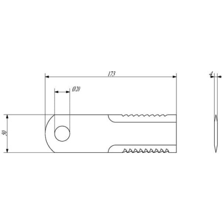 Nóż rozdrabniacza do słomy 175x50x4 mm Ø 20 mm