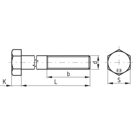 Śruba pół gwint DIN931 M12x150 mm kl.8.8