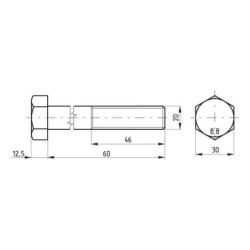 Śruba pół gwint DIN931 M20x60 mm kl.8.8