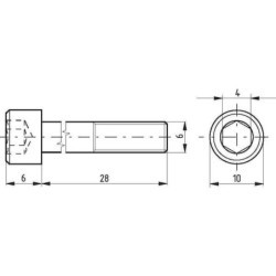 Śruba imbusowa DIN912 M6x28 mm kl.8.8 ocynk Kramp