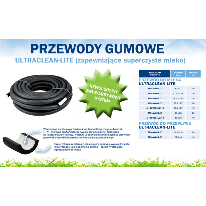 Przewód mleczny gumowy z wkładką ultraclean-lite 10x21 mm