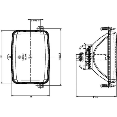 Element optyczny reflektora, prostokątny 165x96.3 mm Cobo