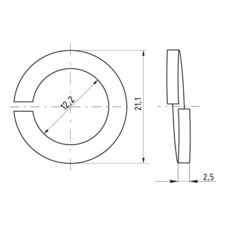 Podkładka sprężysta blokująca M12x21.1x2.5 mm, stal ocynk DIN127a Kramp