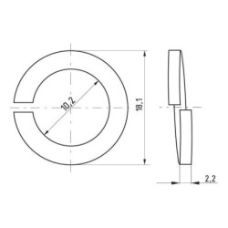 Podkładka sprężysta blokująca M10x18.1x2.2 mm, stal ocynk DIN127a Kramp