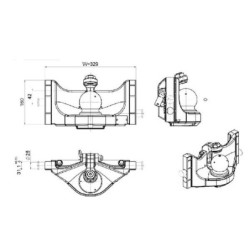 Zaczep transportowy, kulowy, K80, 329 mm