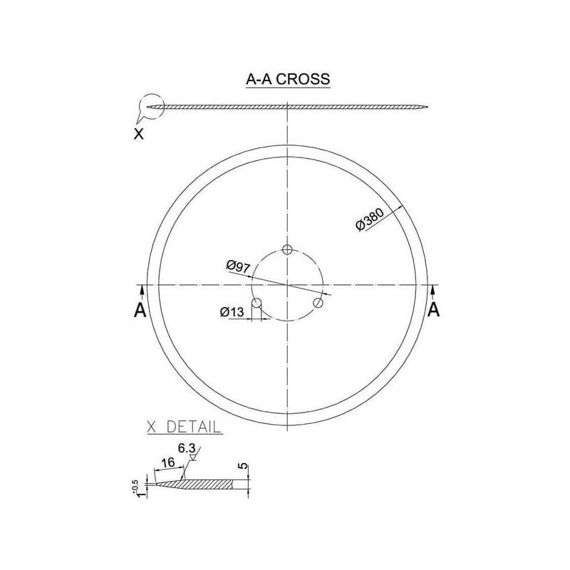 Talerz brony gładki 380 x 5.0 mm