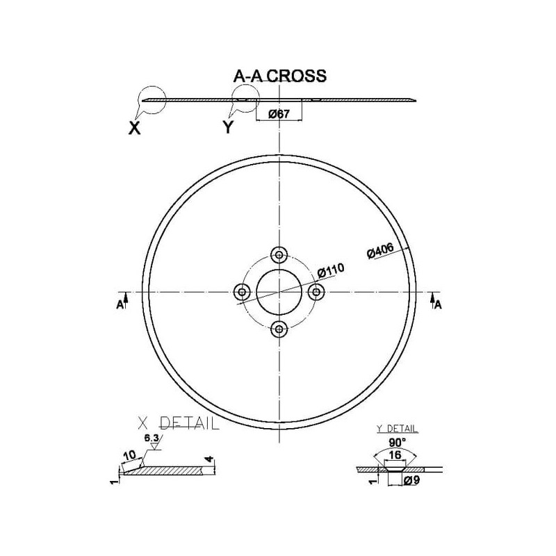 Talerz gładki 406x4.0 mm