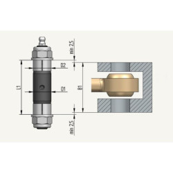 Sworzeń zaciskowy Ø20x70mm tuleja Ø20mm otwór przelotowy