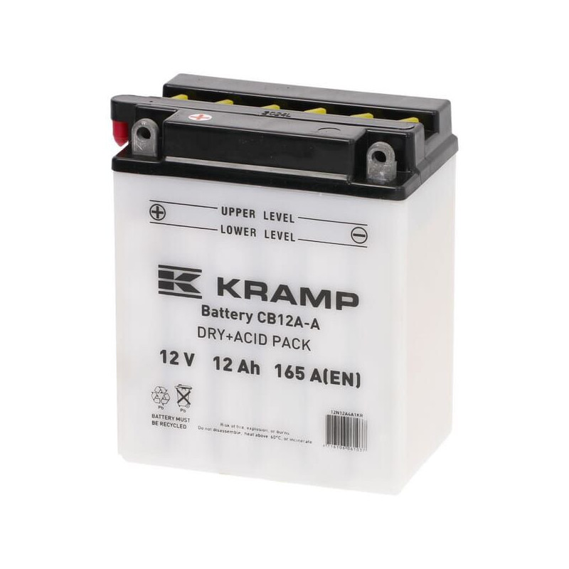 Akumulator 12V 12Ah 165A z elektrolitem Kramp