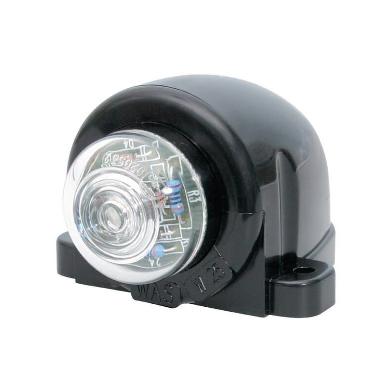 Lampa obrysowa LED, okrągła, 12/24V biała, przykręcana Waś